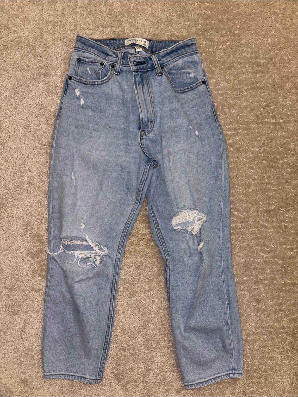 Abercrombie & Fitch The Mom High Rise Curve Love Jeans Blue Waist 25